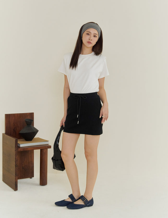 Gigi Shoulder Padded Muscle Tee in White