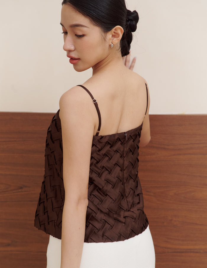 Helena Weave Top in Brown