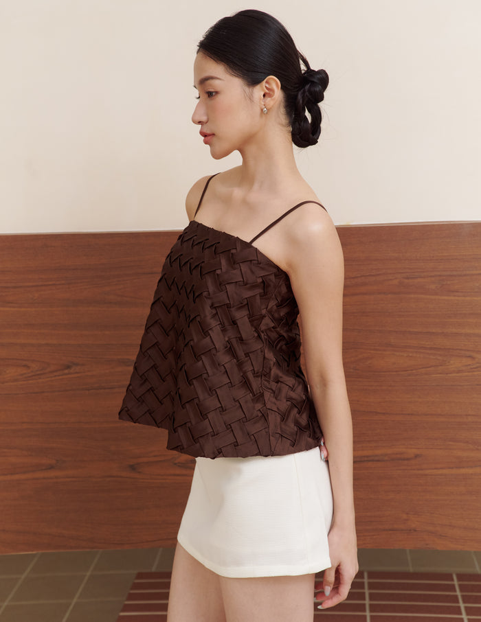 Helena Weave Top in Brown