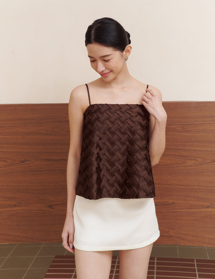 Helena Weave Top in Brown