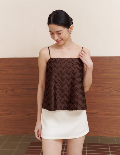 Helena Weave Top in Brown