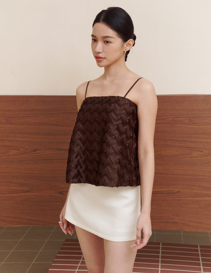 Helena Weave Top in Brown