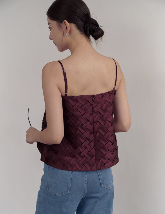 Helena Weave Top in Wine