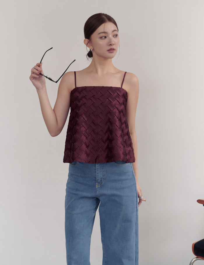Helena Weave Top in Wine