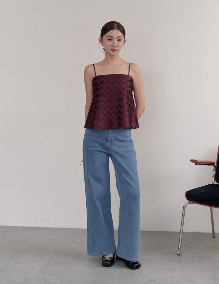 Helena Weave Top in Wine