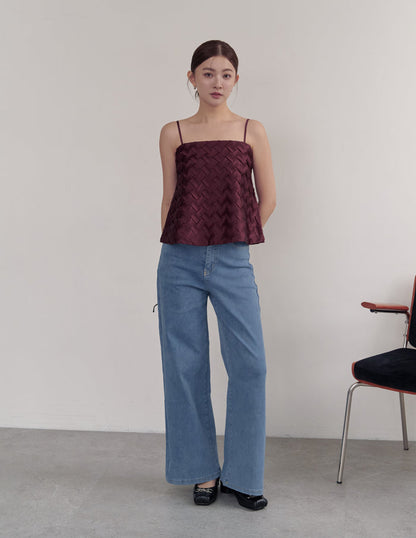 Helena Weave Top in Wine