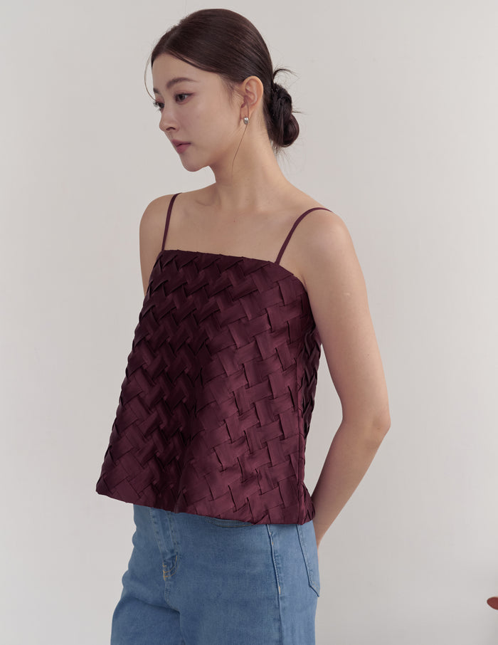 Helena Weave Top in Wine
