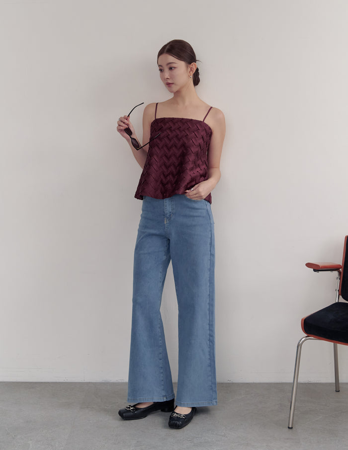 Helena Weave Top in Wine