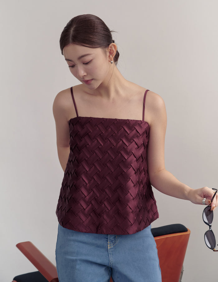 Helena Weave Top in Wine