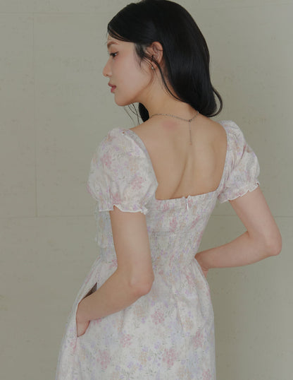 Jasmine Padded Maxi Dress in Blush Floral