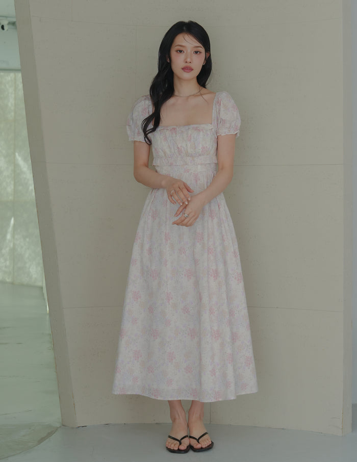 Jasmine Padded Maxi Dress in Blush Floral