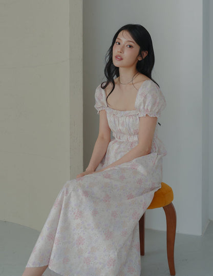 Jasmine Padded Maxi Dress in Blush Floral