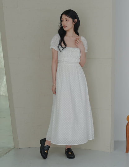 Jasmine Padded Maxi Dress in Daisy Eyelet