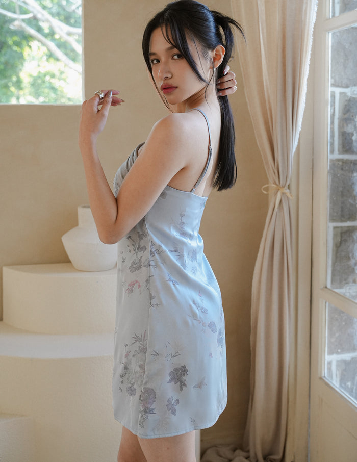 Jayne Pearl Halter Dress in Blue