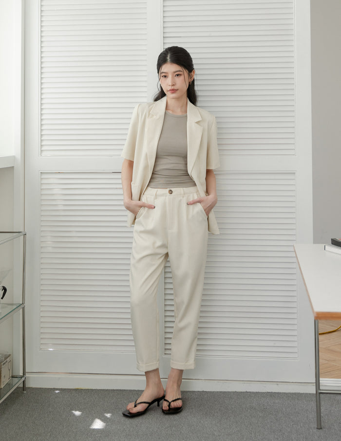 Jesse Linen Tapered Pants in Sand