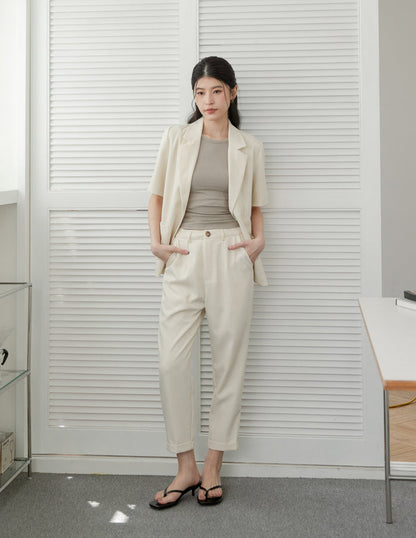 Jesse Linen Tapered Pants in Sand