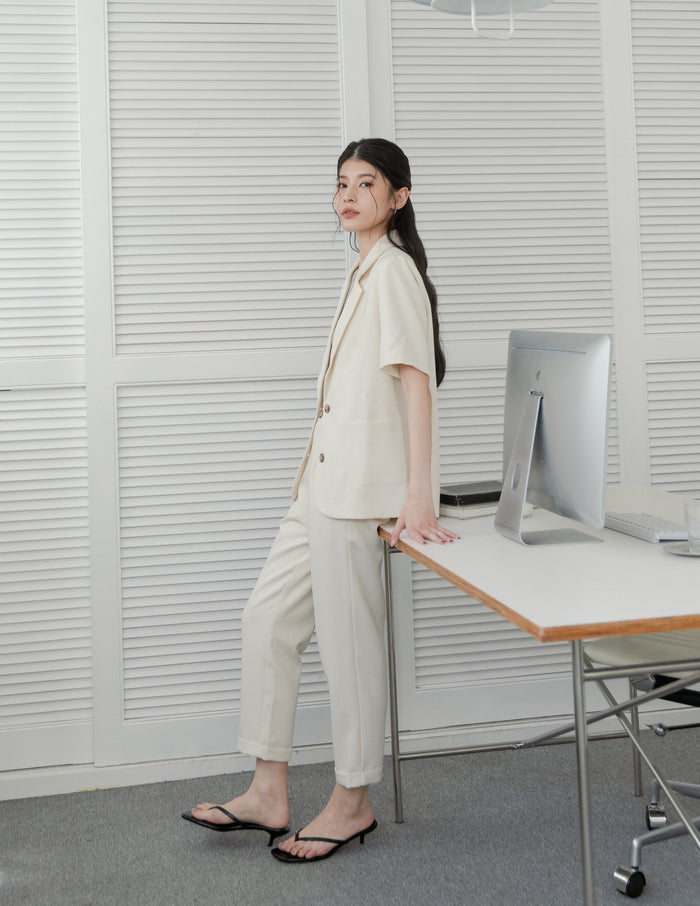 Jesse Linen Tapered Pants in Sand