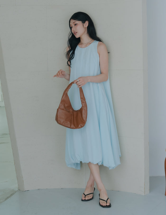 Jocelyn Bubble Midi Dress in Blue