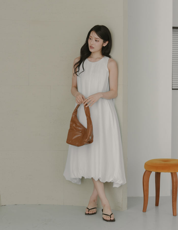 Jocelyn Bubble Midi Dress in White