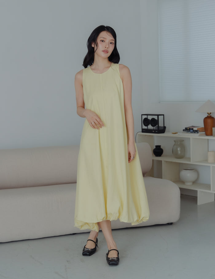 Jocelyn Bubble Midi Dress in Yellow