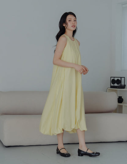 Jocelyn Bubble Midi Dress in Yellow
