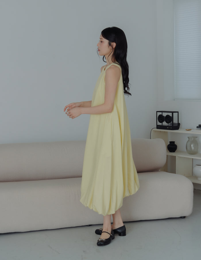 Jocelyn Bubble Midi Dress in Yellow