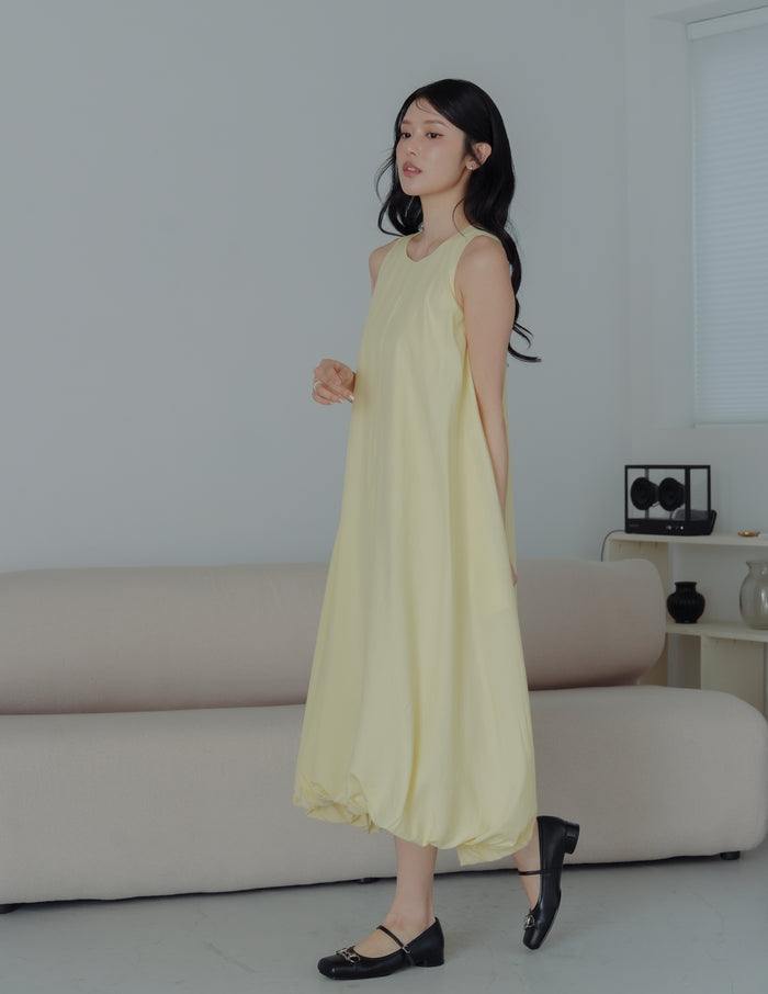 Jocelyn Bubble Midi Dress in Yellow