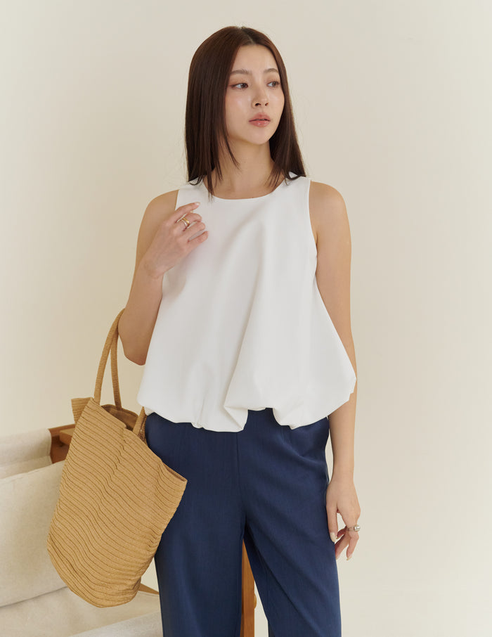 Joyce Bubble Top in White