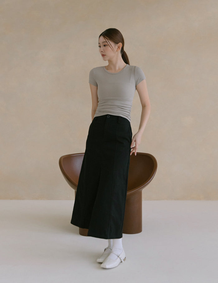 Kace Ruched Tee in Taupe