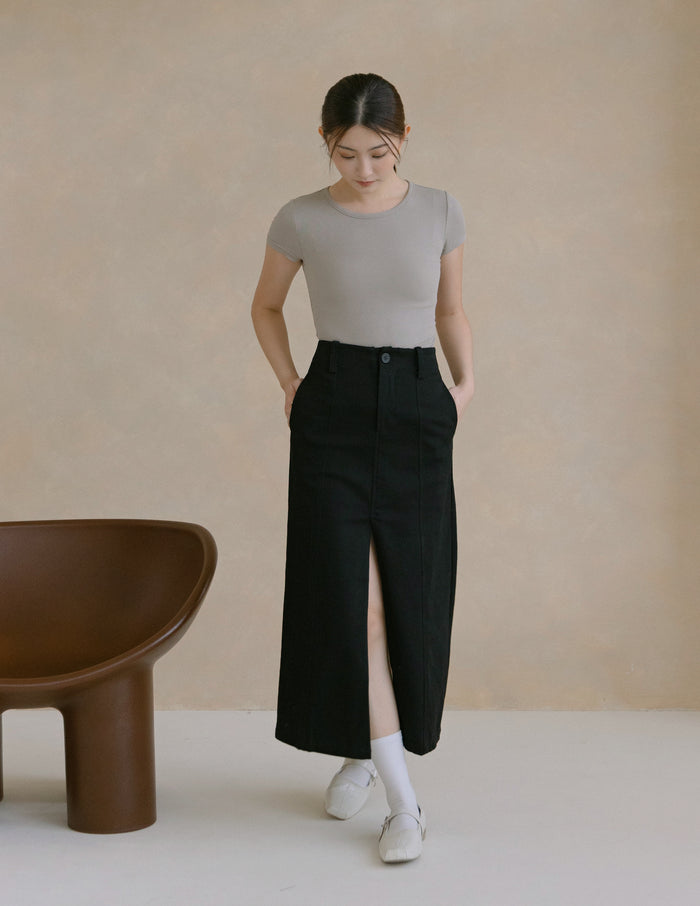 Kace Ruched Tee in Taupe