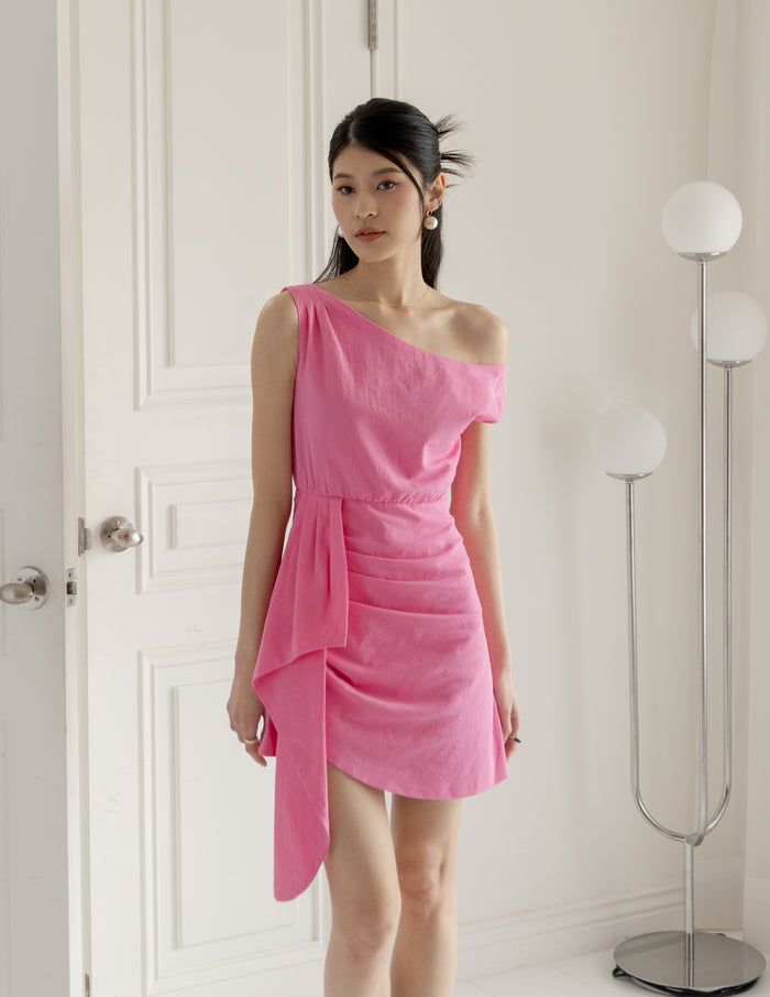 Kelly Linen Dress in Pink
