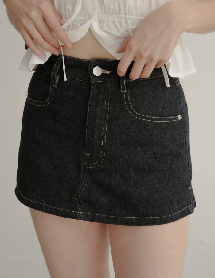 Kendra Denim Skorts in Dark Indigo