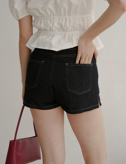 Kendra Denim Skorts in Dark Indigo
