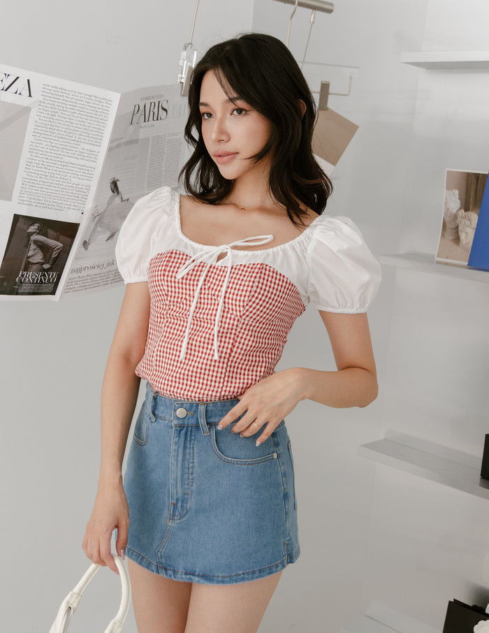 Kendra Denim Skorts in Mid Wash