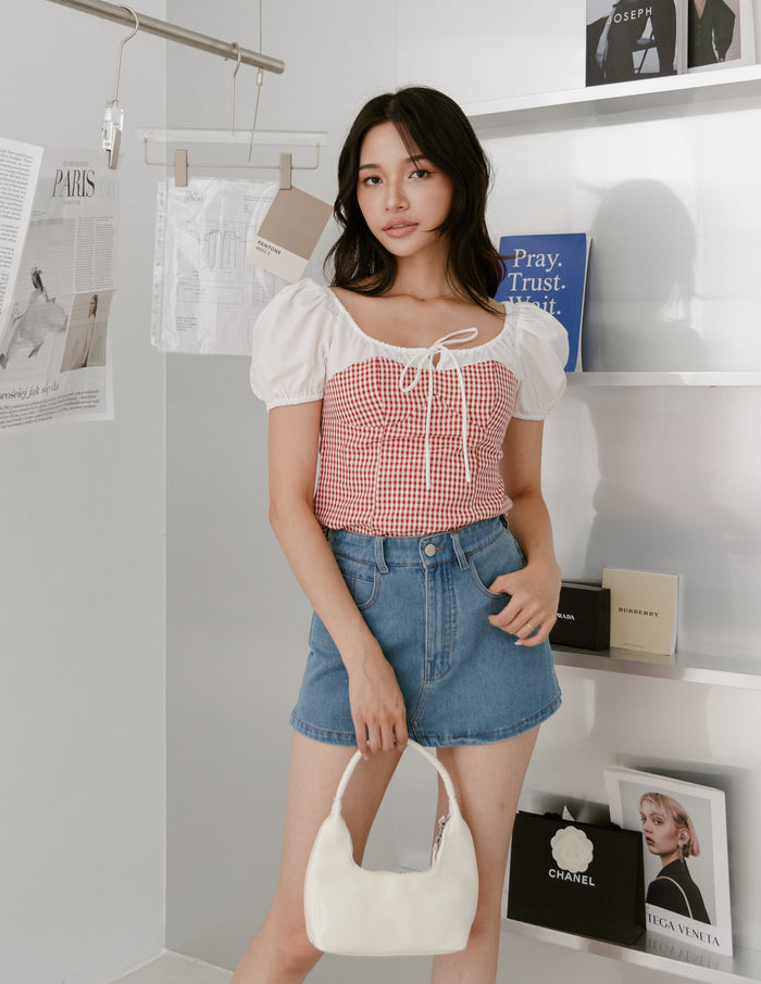 Kendra Denim Skorts in Mid Wash