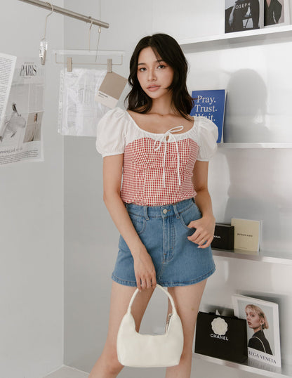 Kendra Denim Skorts in Mid Wash