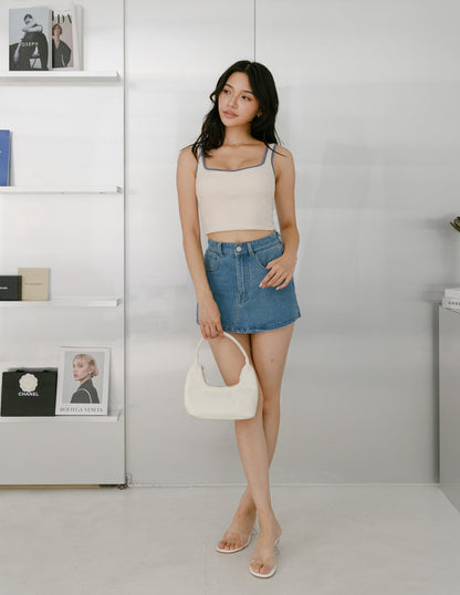 Kendra Denim Skorts in Mid Wash