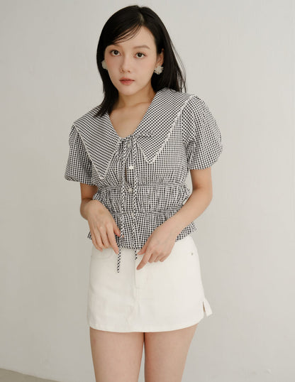 Kendra Denim Skorts in White