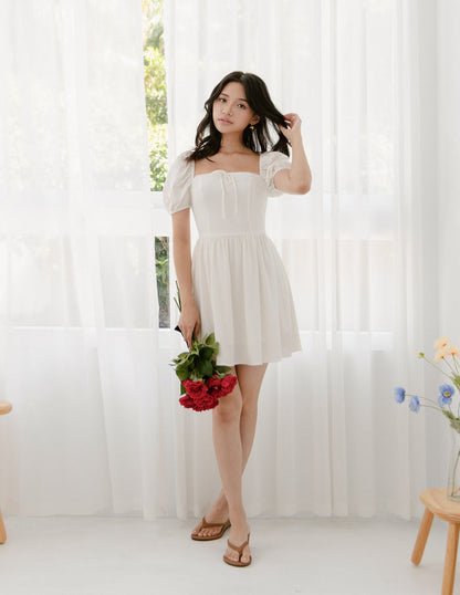 Khloe Lace Trimmed Mini Dress in White