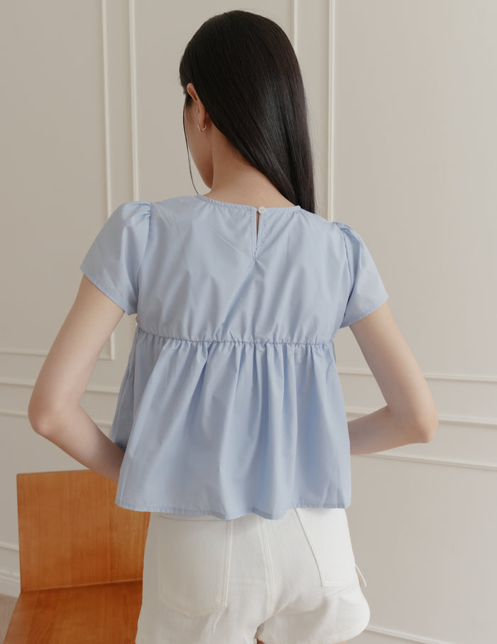 Kimberly Tiered Babydoll Top in Blue