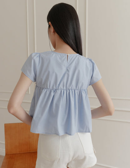 Kimberly Tiered Babydoll Top in Blue