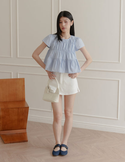 Kimberly Tiered Babydoll Top in Blue