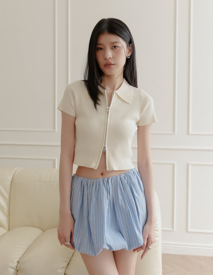 Kristine Bubble Skorts in Pinstripe