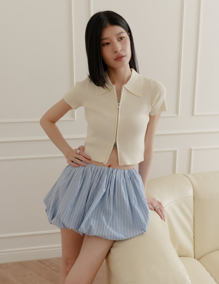 Kristine Bubble Skorts in Pinstripe