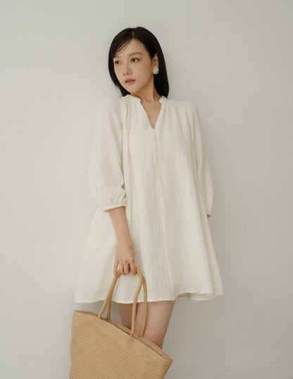 Lillie Muslin Mini Dress in Ivory