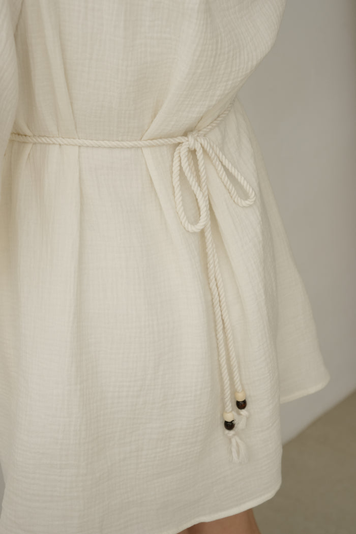Lillie Muslin Mini Dress in Ivory