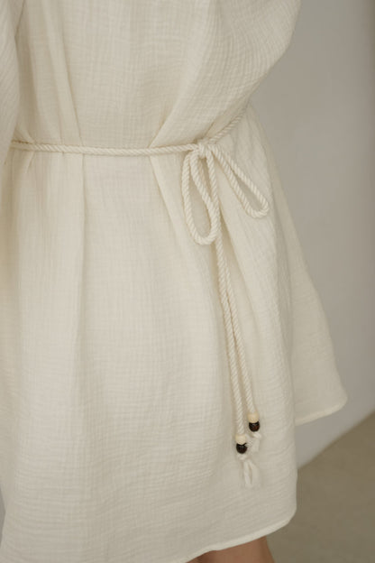 Lillie Muslin Mini Dress in Ivory