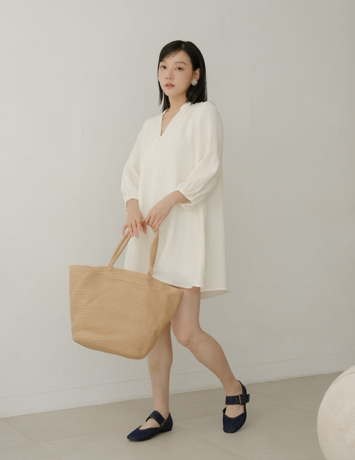 Lillie Muslin Mini Dress in Ivory