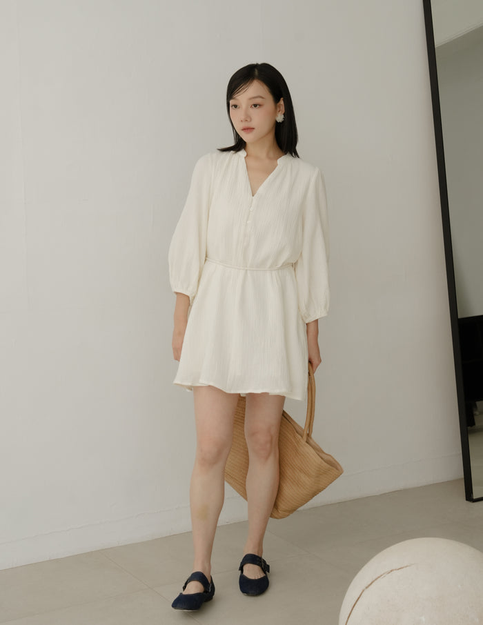 Lillie Muslin Mini Dress in Ivory