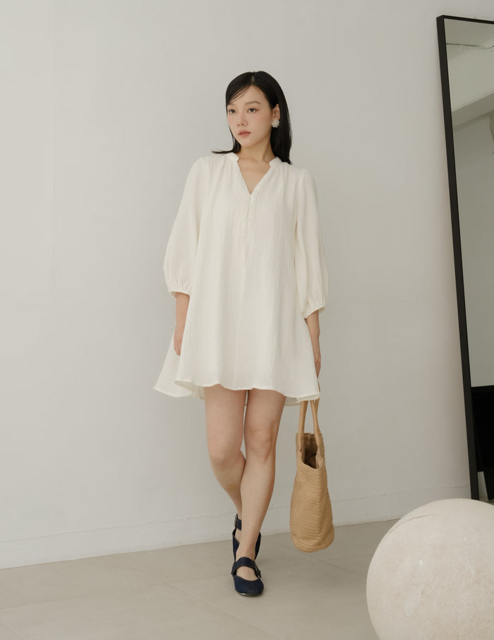 Lillie Muslin Mini Dress in Ivory